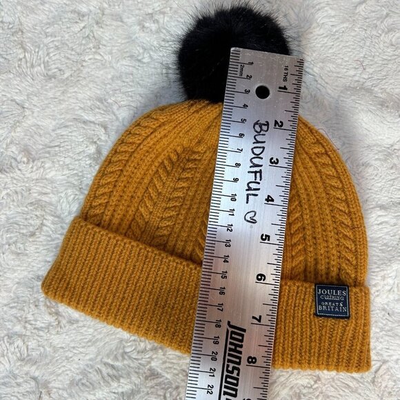 Joules Clothing Great Britain Cable-Knit Caramel Bobble Hat Beanie One Size main image 4